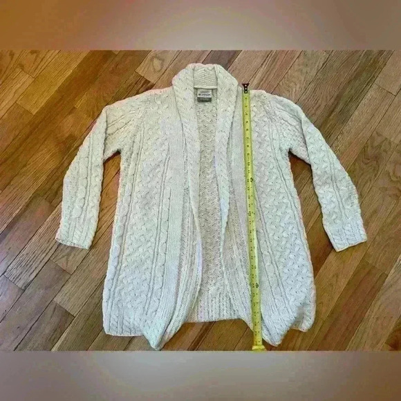 Shannon Woolen Mills Chunky Cable Knit Open Cardigan Sweater Womens Size M Ivory - Picture 13 of 14